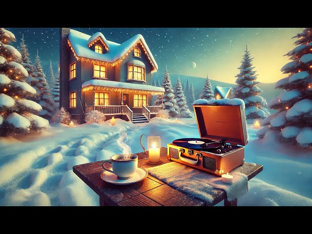 Relaxing Outdoor Winter Scene with Gentle Snowfall and Soothing Jazz & Bossa Nova Ambience