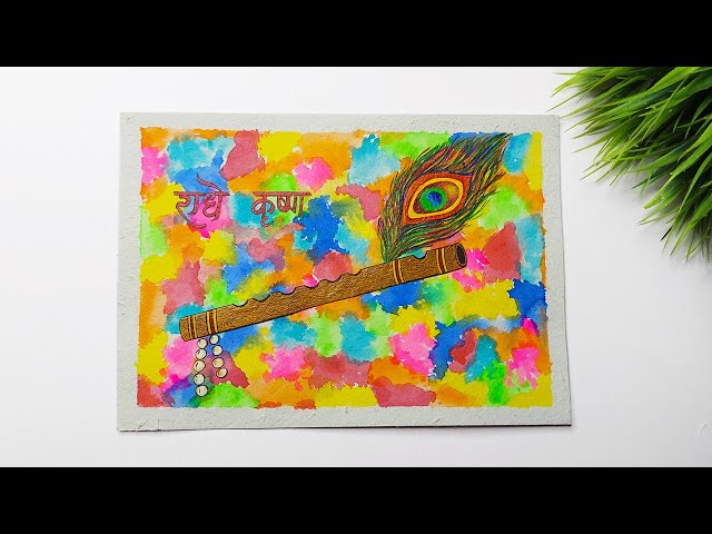 Holi Special Painting | Krishna Flute Painting | Easy Flute Painting For Beginners