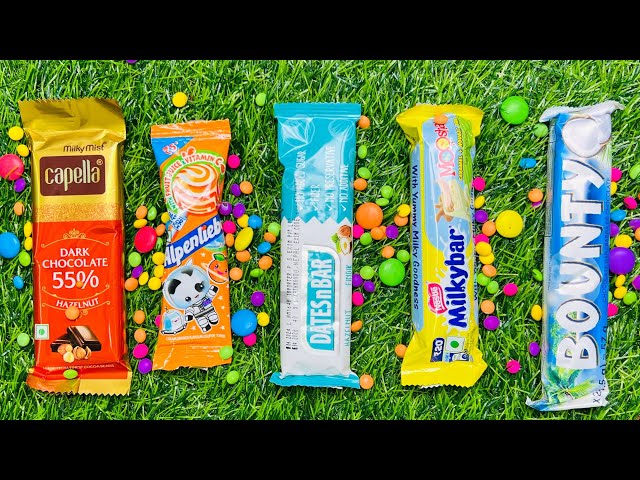 Satisfying video Asmr lollipops candy and chocolate gummy candy unboxing video Asmr.