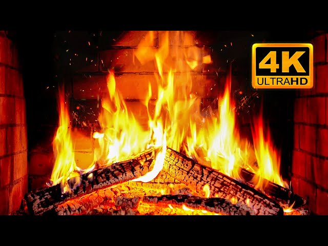 FIREPLACE 4K 🔥 Fireplace video with Burning Logs & Fire Sounds. Christmas Fireplace