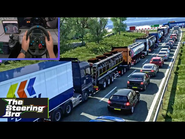 Trucking: Manchester to Amsterdam Longest Traffic Jam in Euro Truck Simulator 2 | G29 Steering Wheel