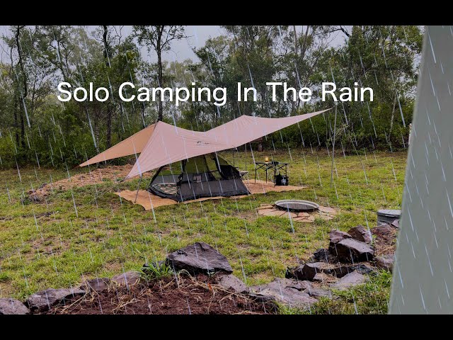 Thrilling Solo Overnight Camping in the Rain | Soothing Rain Sounds