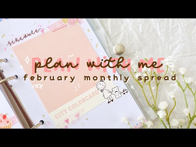 Plan with Me : February 2021 Monthly Spread 🌸 (click CC for Indo Sub)