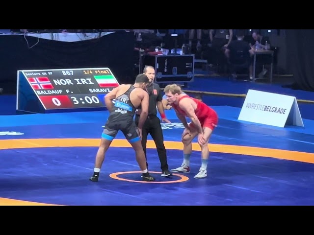 صعود محمد هادی ساروی به نیمه نهایی مسابقات جهانی کشتی صربستان ۲۰۲۳🤼‍♂️🥳😍#wrestling #کشتی #ایران