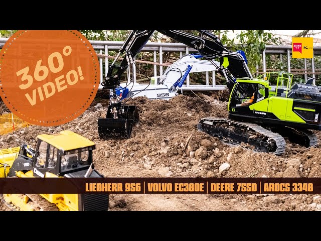 360° 4K Video!   RC Models Liebherr R956, Volvo EC380E, AROCS, Deere 755D ! You are the director!