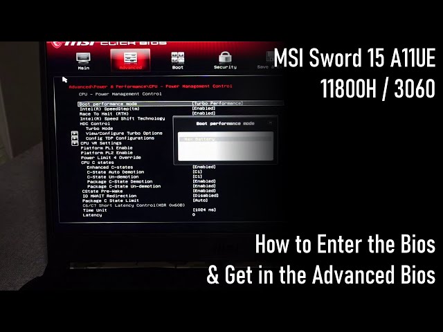 How to Enter the Bios on MSI Sword 15 (Including Advanced features)