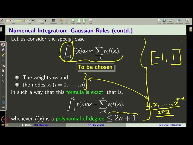 Week 10 : Lecture 51 : Numerical Integration: Gaussian Quadrature Rule