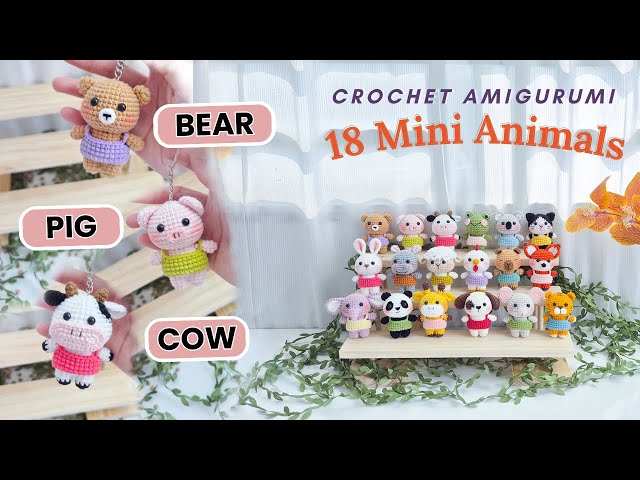 Crochet 18 Amigurumi Mini Animals Keychain - Part 02: Bear, Pig and Cow | NHÀ LEN