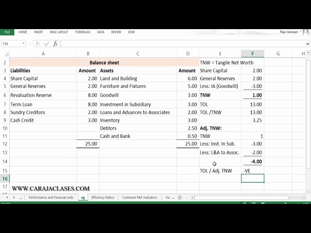 Analysis of TNW, Adjusted TNW and TOL / TNW in Loan Proposal