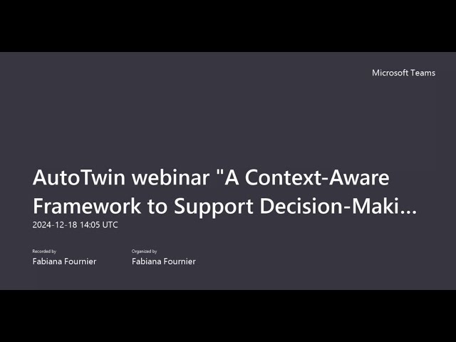 WEBINAR #5: Context-Aware Framework for Decision-Making in Production Planning with Prof A. Marrella