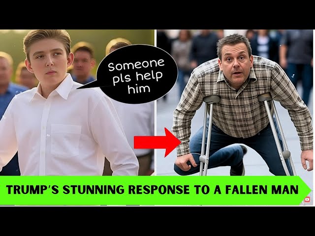 A Man on Crutches Falls Near Barron Trump – Amazing Reaction