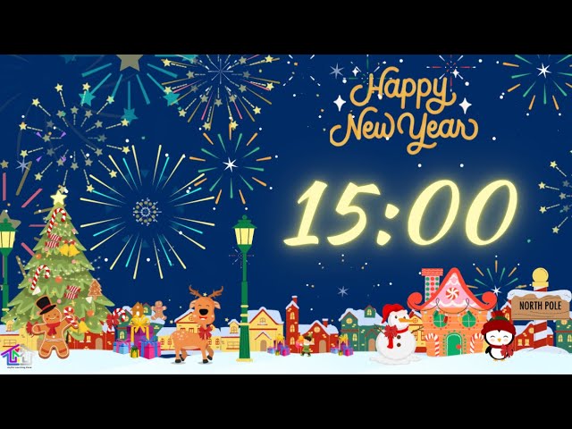 15-Minute Countdown Timer with Music| New Year  🤍🎼⏰🎇