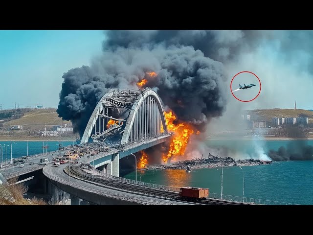 World shocked! Ukrainian F-16 fighter jet blows up Crimean bridge with 20-ton bomb