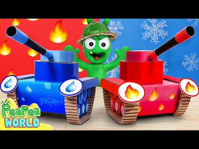 Water vs Fire Elements Tank Toy Battle - Funny Cartoon for kids - Pea Pea World Channel