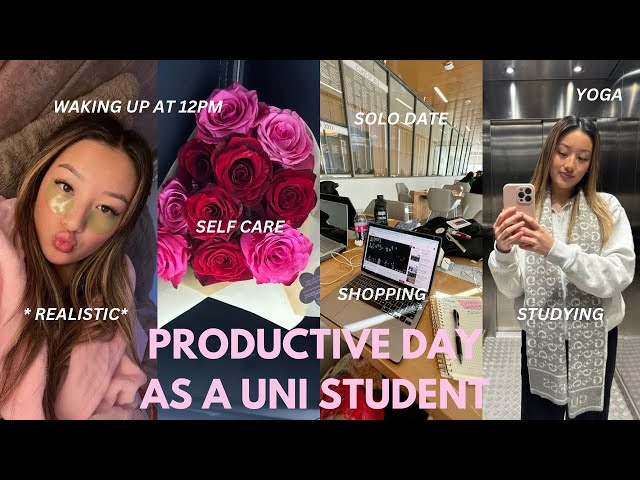 POV: you’re a uni student waking up at 12pm *productive & realistic day* | studying & self care