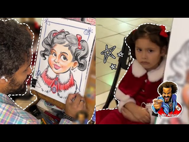 Beautiful christmas color drawing of little serious girl!