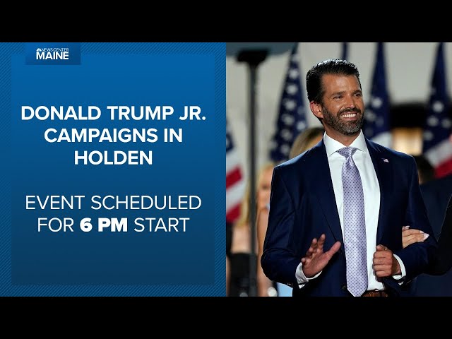 Donald Trump Jr. speaks to supporters in Holden, Maine