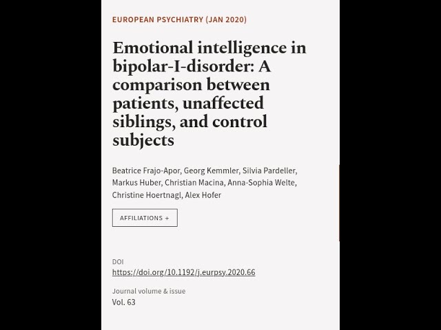 Emotional intelligence in bipolar-I-disorder: A comparison between patients, unaffect... | RTCL.TV