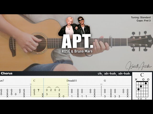 APT. - ROSÉ & Bruno Mars | Fingerstyle Guitar | TAB + Chords + Lyrics