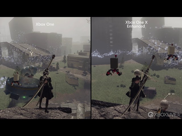 NieR_Automata Comparaison graphique & Frame-rate Test Xbox One X / Xbox One