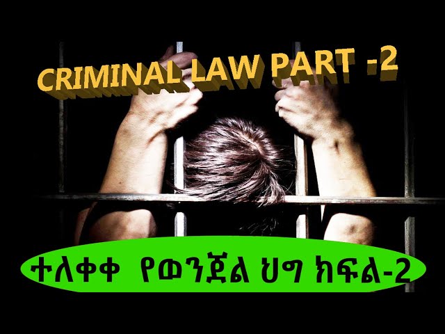 CRIMNAL LAW PART 2 By Assi Pro Yohannes Takle || የወንጀል ህግ ክፍል - 2 በረዳት ፕሮፌሰር ዮሐንስ ታከለ