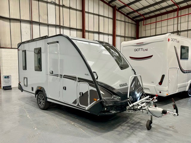 Knaus sport & fun 480 QL 2024 Black selection, 4 berth caravan that will take a full size motorbike.