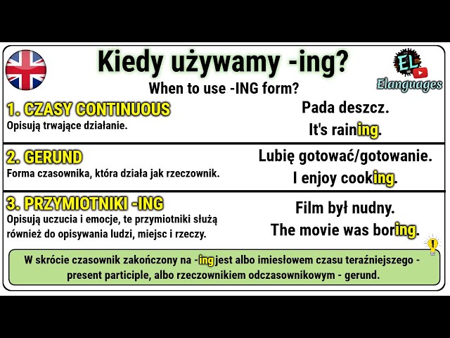 Kiedy i jak używamy końcówki -ING w języku angielskim - When to use ing form in English