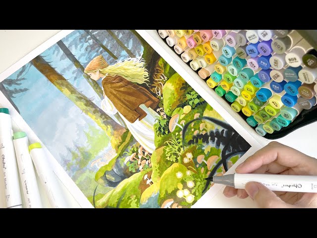 Marker Drawing Tutorial for Beginner / Ohuhu Markers / Draw with Me / Drawing Scenery Like a Pro ✍🏻