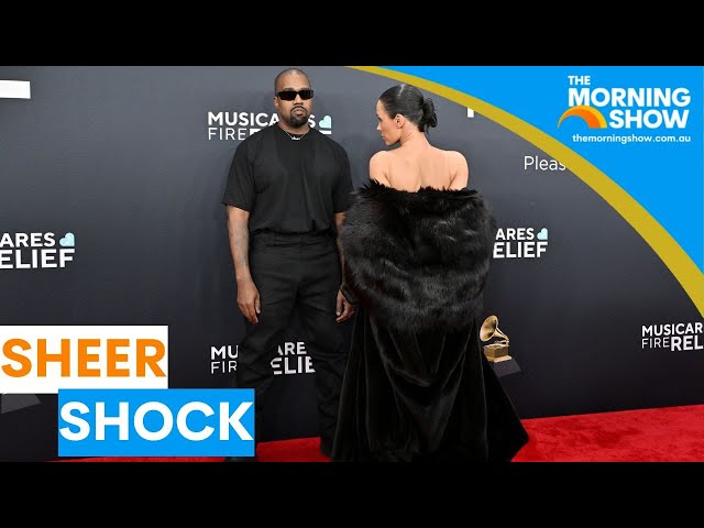 Bianca Censori's sheer shock red carpet arrival at the Grammys | Sunrise