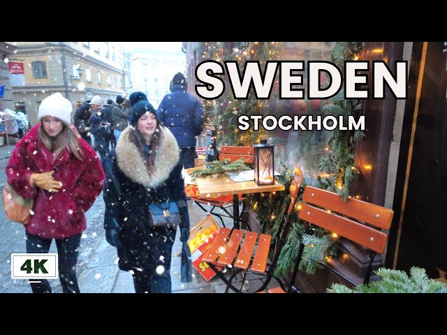 4K Heavy Snow Walk in Stockholm Old Town | Gamla Stan 🌨️🇸🇪