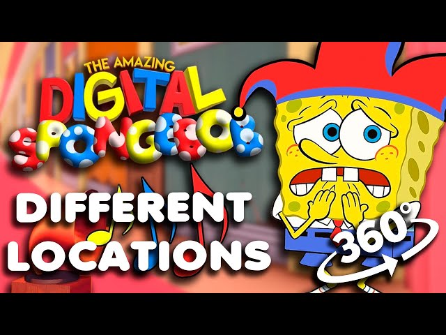 360° VR  THE AMAZING DIGITAL SPONGEBOB (IN DIFFERENT LOCATIONS) - THEME SONG (COVER)