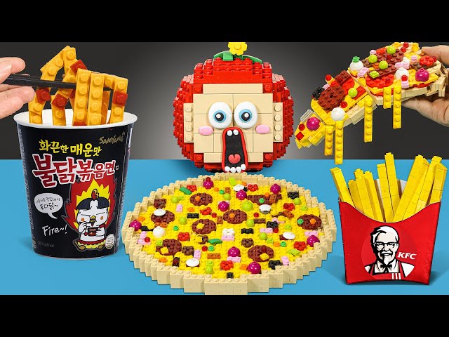 LEGO Fast Food🍕 GIANT PIZZA & FRIED CHICKEN & CHEESEBURGER | Funny Stop Motion