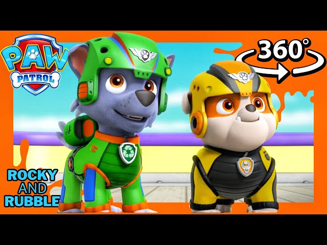 Paw  Patrol 🐾 360° VR 🪨 ROCKY and RUBBLE Save the Day 🌞Mission 1 Mighty Pups 🐶 Save Adventure Bay