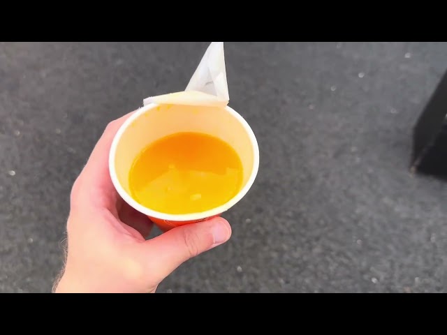 Fresh orange juice from a vending machine