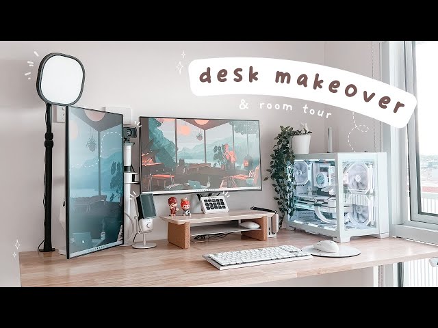 ✨desk makeover | aesthetic cozy & minimal setup | for streaming, gaming, & wfh