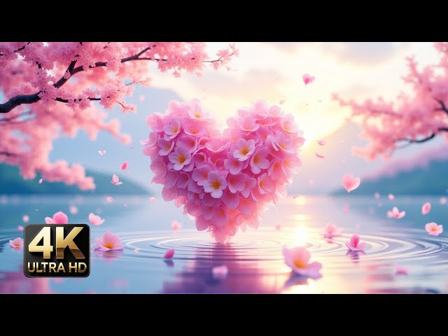 🌸 4K Floating Flower Heart 🌄 Relaxing Peaceful Fuji Vibes 🎶 30 min