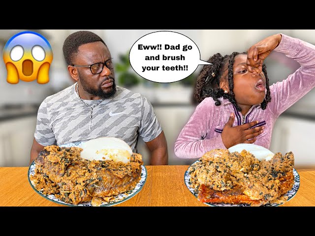 YOUR BREATH STINKS PRANK ON MY DAD! *HE GETS VERY UPSET* | EGUSI SOUP & SPINACH WITH FUFU MUKBANG