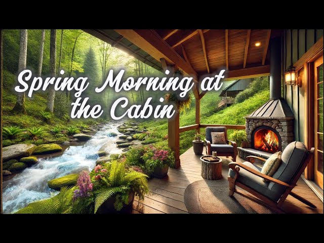 Spring morning at cabin by a babbling brook | Nature sounds | Read, Study, Sleep, Relax, Meditate