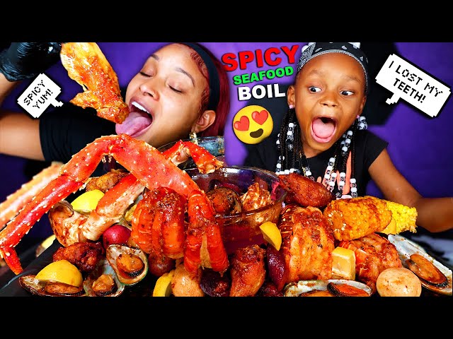 2X SPICY KING CRAB SEAFOOD BOIL MUKBANG WITH MY DAUGHTER LAYLA 먹방 | QUEEN BEAST