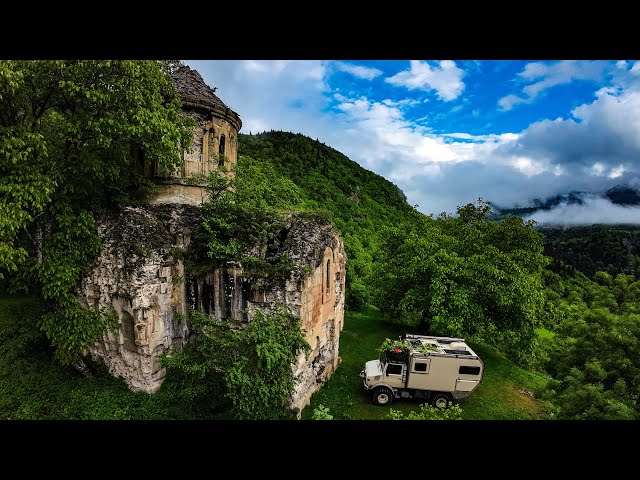 CAMPING WITH A TRUCK CARAVAN IN THE 1000 YEARS OLD CHURCH