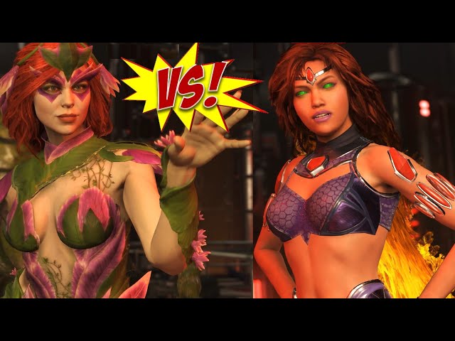 Starfire VS Poison Ivy All Intro Dialogue/Epic Equip/Super Moves/Clash Quotes Injustice 2