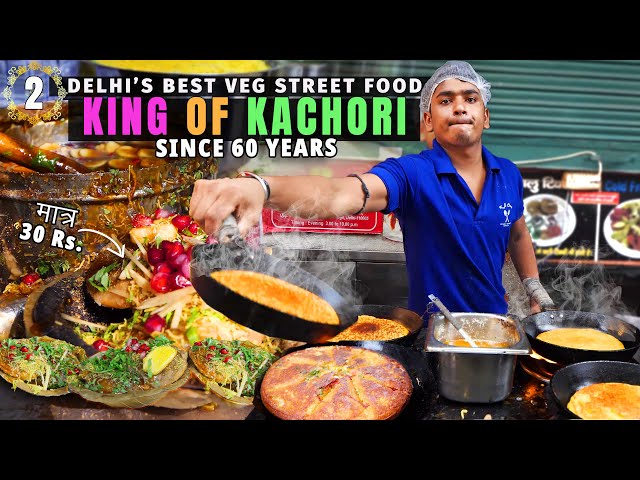 The ULTIMATE VEG Street Food of Delhi! 60 Years-Old KACHORI KING & KB Chaat Ke Moonglet!! [Ep 2]