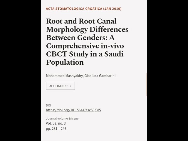 Root and Root Canal Morphology Differences Between Genders: A Comprehensive in-vivo C... | RTCL.TV