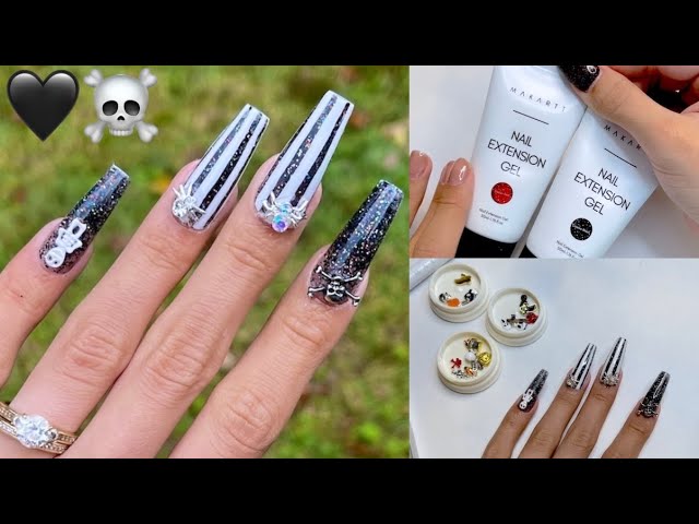 How To Apply Polygel QUICK | MAKARTT Halloween Polygel Nail Tutorial | The Lazy Girl Method