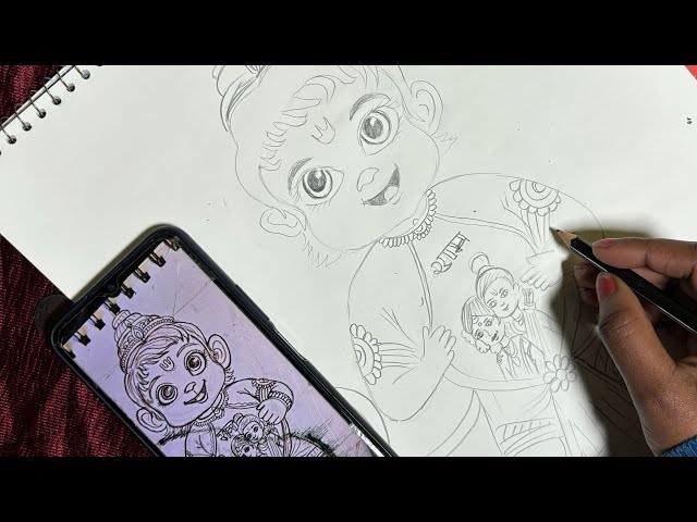 How to draw Hanuman ji, Lord Hanuman Drawing, Outline Tutorial #art #hanuman #drawing