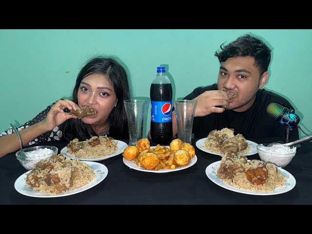 ASMR MUKBANG EATING SPICY AFGHANI MUTTON KHABLI + EGGS FRY + FRENCH FRIES + RAITA + COLD DRINKS