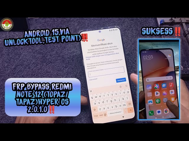 FRP BYPASS REDMI NOTE 12 (topaz/tapaz)HYPER OS 2.0.1.0 ANDROID 15,VIA UNLOCKTOOL,TEST POINT‼️