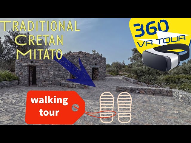 Explore Crete's Traditional Mitato and Lush Botanic Garden in 360 walking virtual tour