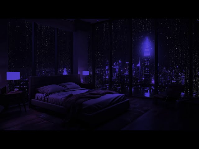 Rain Sounds for Instant Sleep 🎧 Cozy Bedroom and City View - Rain ASMR