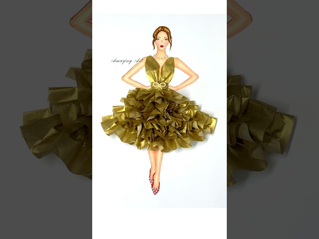 Golden Dress Design #shorts #art #satisfying #youtubeshorts #creative #dress #fashion #craft #3d